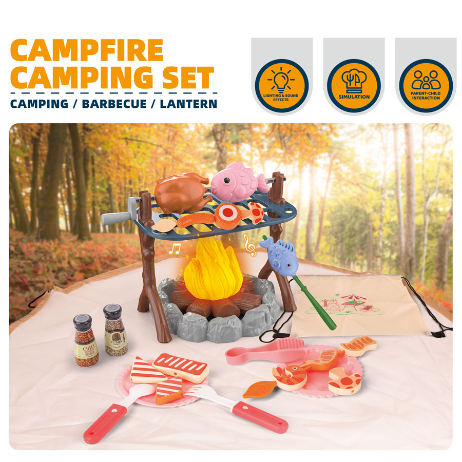 Outdoor Adventure Tent - Kinder-Outdoor-Abenteuer-Werkzeugset, simuliertes Camping-Spielzeug mit Lagerfeuer und