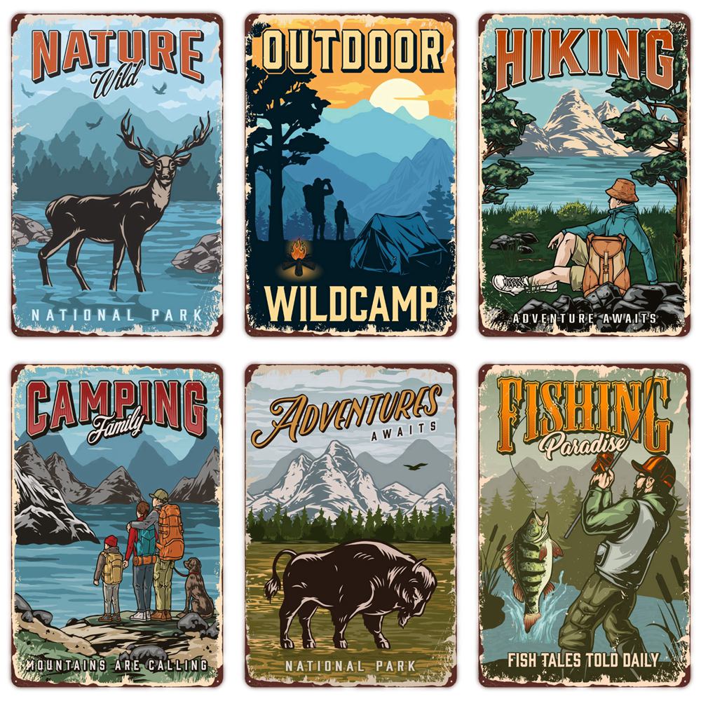 Camping-Familien-Blechschild,  – Outdoor Adventure Club Bewertung und Preis